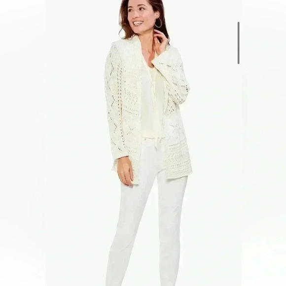 Nic + Zoe Womens  Patio Cardigan Large Lemonade color knit soft, like new - Picture 1 of 11